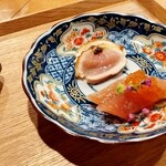 とりアロマ - ささみ昆布じめと胸肉のタタキ