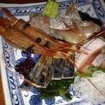 浪曼房 - 刺身盛り合わせ。見た目はこんなだけど美味い。