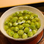 道人 - ⑧碓井豌豆(うすいえんどう)の葛引き
      微かに香りをまとった穏やかな青い甘み、シンプルに茹で、薄くとろみを付けたもの
      奇天烈さよりも素朴さをスッキリと楽しむ
      道人さんらしい沁々する一品