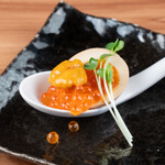 Luxurious One-sara Sea Urchin and Salmon Roe on Boiled Egg