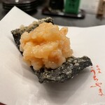 居酒屋 うちやま - 海苔天に甘エビのウニ和え