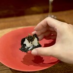 レオーネ - 富山県の白海老　キャビア　黒米のチップス