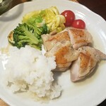 キッチン ブルー グローブ - ご覧を乗せます、チキンは残り４個