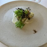 MAISON LAFITE - フキノトウのフリット、対馬の穴子、アナゴのバングランソース
                                みつる醤油麹パウダー