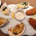 Shrimp&Oyster House - カキフライ、オイスターロックフェラー~ペイザンヌソースとほうれん草、ガーリックバターと香草パン粉焼き