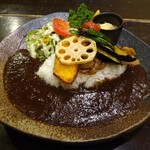 Cafe 婆沙羅 - 季節の揚げ野菜カレープレート（ライス少なめ）