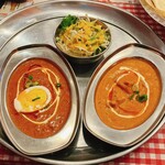 Karashu Indo Ryouri - Bランチの1チョイスカレー（チキンカレー）、日替わりカレー（玉子のカレー）、サラダ