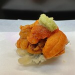 天富良 天露 - 海苔の天ぷら雲丹（ウニ）乗せ