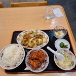 聚香楼 - 回鍋肉と唐揚げセットご飯大盛り