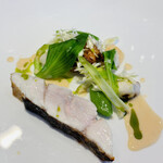 フィエルテ - 11日熟成ヒラスズキ フリットとウルイ セロリのオイル