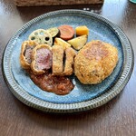 バルバルキッチンアメリ - ランチ：牛カツ&ビーフポテトコロッケ(¥1,480) メイン