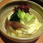 魚民 - 漬け物　どれも薄味の浅漬けで美味しかった