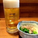 Yakitori Dubora - 生ビールとお通し