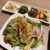 近江うし 焼肉 にくTATSU 青山本店 - ナムル・キムチ盛り合わせ、サラダ