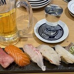 Sushi Sake Sakana Sugi Dama - 特玉と生と冷酒半合