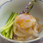 Kombu-marinated white fish with mullet roe