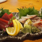 Sushi Koubou Nagamasa - お造り七種盛り（本マグロ、鯛、金目鯛）
