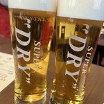 焼肉 朔Jiro - まずは乾杯。おいし。