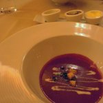 銀座 シェ・トモ - 紫イモのスープ(正式名称は失念)