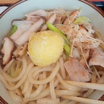 上々うどん - きのこ肉うどん大盛 半熟玉子