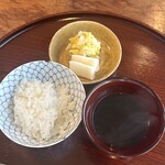 松川 - ご飯　みそ汁　香の物　イクラ　生カラスミ　ジャコ　海苔