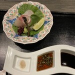 雲仙宮崎旅館 - 左の藻塩は、スズキのタタキにお使い下さい