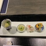 雲仙宮崎旅館 - トラフグの寿司　右端のタコが柔らかかった