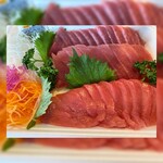 みなと市場 小松鮪専門店 - バチ鮪と本鮪赤身をお刺身盛り合わせにして頂きテイクアウトしました♪