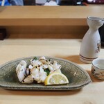Sushi Wakura - 烏賊下足 塩焼き ＆ 燗酒