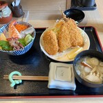 Amakusa - 鰺フライとカニクリームコロッケ＆ミニ海鮮丼