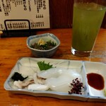 小半 - スミイカ刺しと生しらす沖漬け