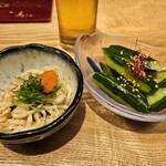 焼きとり 鳥さわ - 鶏皮ポン酢と、浅漬きゅうり