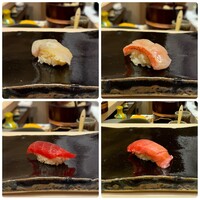 銀座 すし傳 - 握り（ひらすずき、金目鯛、漬け、中トロ）