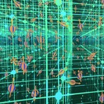 TDK歴史みらい館 - チームラボさんの作品の一コマで、映像の気球みたいな所などはタップすると弾けます。