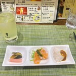 Shige - 夜セット(コース)¥1800くらいだったかな。前菜とゆず酎ハイ