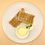 Gluten-free rice flour and black sesame pearl barley soybean flour waffles