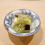 鮨 あらい - 泉州の水茄子、オクラとろろ掛け