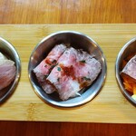 Nikuyasouzai Yushima Takeuchi - 肉屋惣菜三点盛り