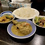 마사가나 - 반찬 3종과 밥이 1,100엔. 상당히 가성비가 좋습니다.