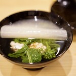 割烹 はらだ - 焼雲子と菜の花吸い物