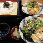 Ajino Mingei - 2019年4月6日(土) せいろ2枚、豆腐のサラダ、若鶏の唐揚げ。