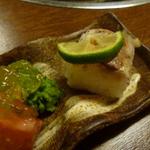 なん天 - 明石産鯵棒寿司・夢咲トマト、菜の花、レモンジュレ