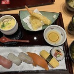 すし処 海座 - 寿司定食厳選６貫  てんぷらと茶碗蒸し