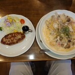 洋食屋 北の家族 - 帆立とキノコのクリームソース/ハンバーグ100㌘サラダセット