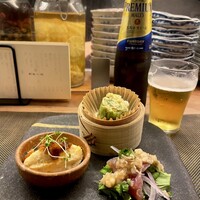 スチーム Dim sum&Wine - 美しい前菜盛り合わせ＆ビール！！