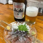 Sanji - 瓶ビールとホタルイカ