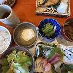 魚竹 - サワラ幽庵焼き　＋　刺身ととろろ