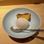 天ぷらあら木 - 1時間火入れしたさつまいもとアイスクリーム