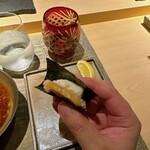 天ぷらあら木 - カラスミと百合根