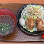 Karayoshi - 野菜増し盛り　好し郎蕎麦（から揚げと味玉付き）